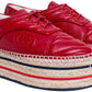 GUCCI NAPPA LEATHER LOGO ESPADRILLES PLATFORM SHOES