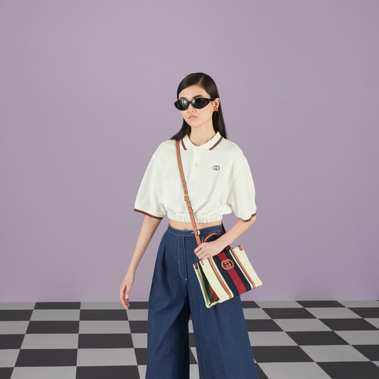 GUCCI INTERLOCKING G WEB MINI TOTE BAG