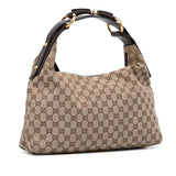 GUCCI GG MONOGRAM HORSEBIT CHAIN MEDIUM HOBO BAG