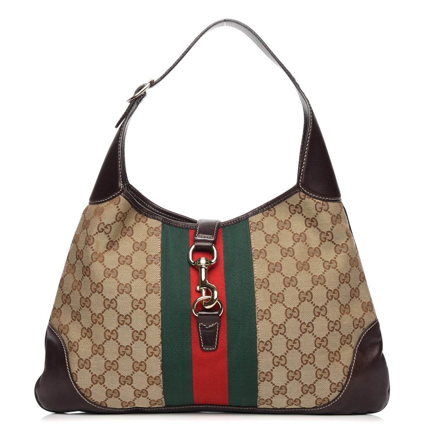 GUCCI MONOGRAM   WEB JACKIE O BOUVIER HOBO BAG
