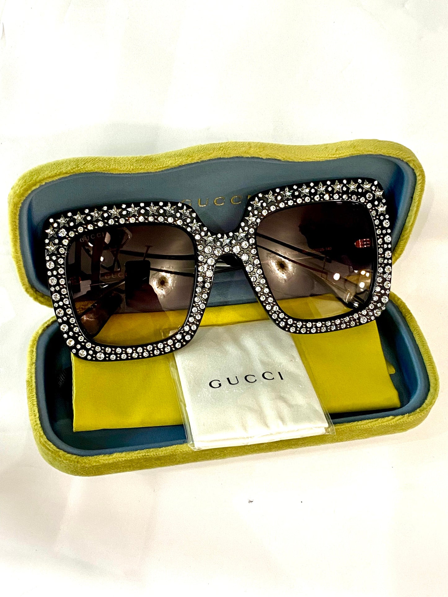 GUCCI OVERSIZED GG0148S 005 CRYSTAL SUNGLASSES