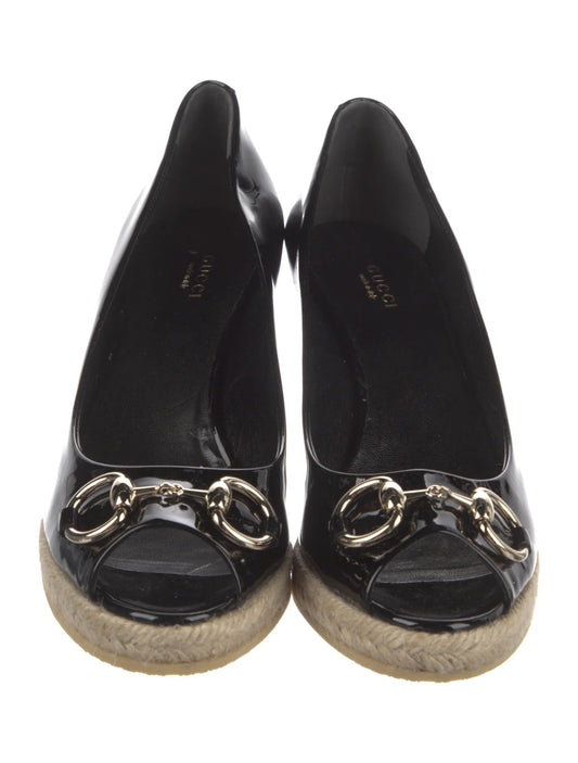 GUCCI HORSEBIT ACCENT WEDGE HEEL ESPADRILLES