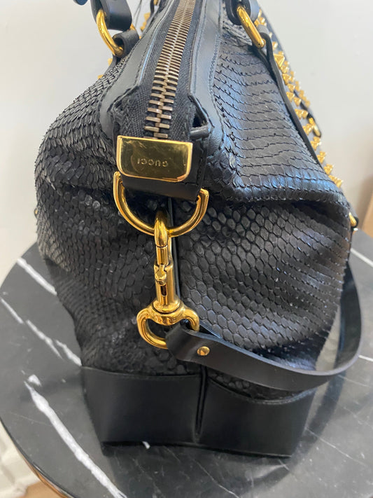 GCI PATTI STUDDED PYTHON TOTE BAG