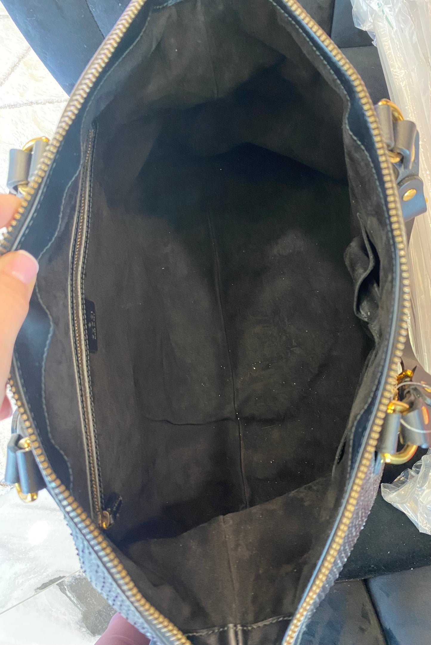 GCI PATTI STUDDED PYTHON TOTE BAG