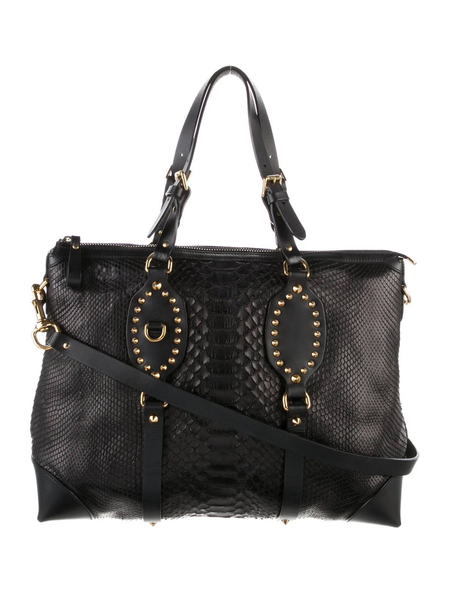GCI PATTI STUDDED PYTHON TOTE BAG