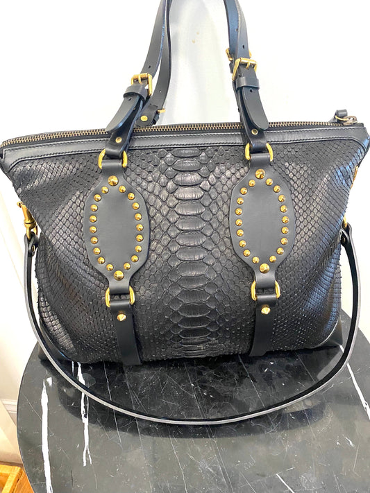 GCI PATTI STUDDED PYTHON TOTE BAG