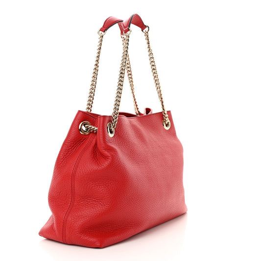 GUCCI PEBBLED CALFSKIN MEDIUM SOHO CHAIN SHOULDER BAG