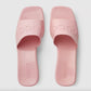 GUCCI PINK 60 EMBOSSED LOGO SLIDE SANDALS