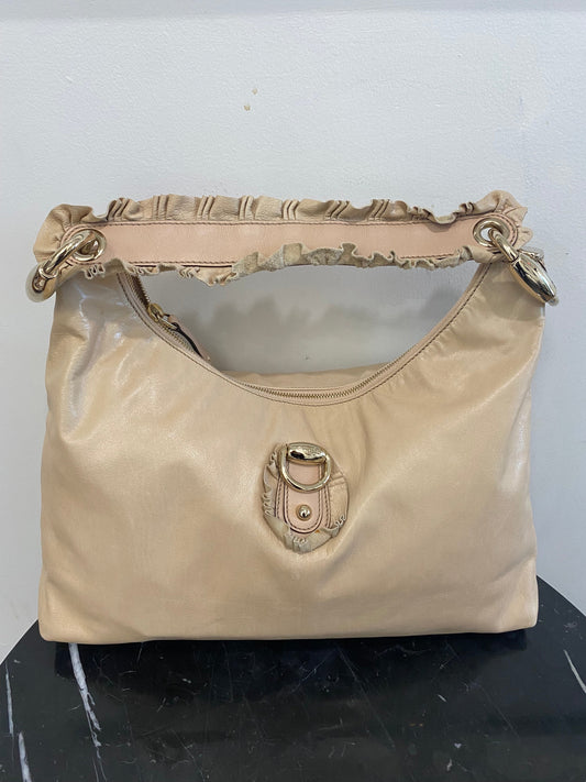 GCI SABRINA RUFFLE LEATHER HOBO BAG