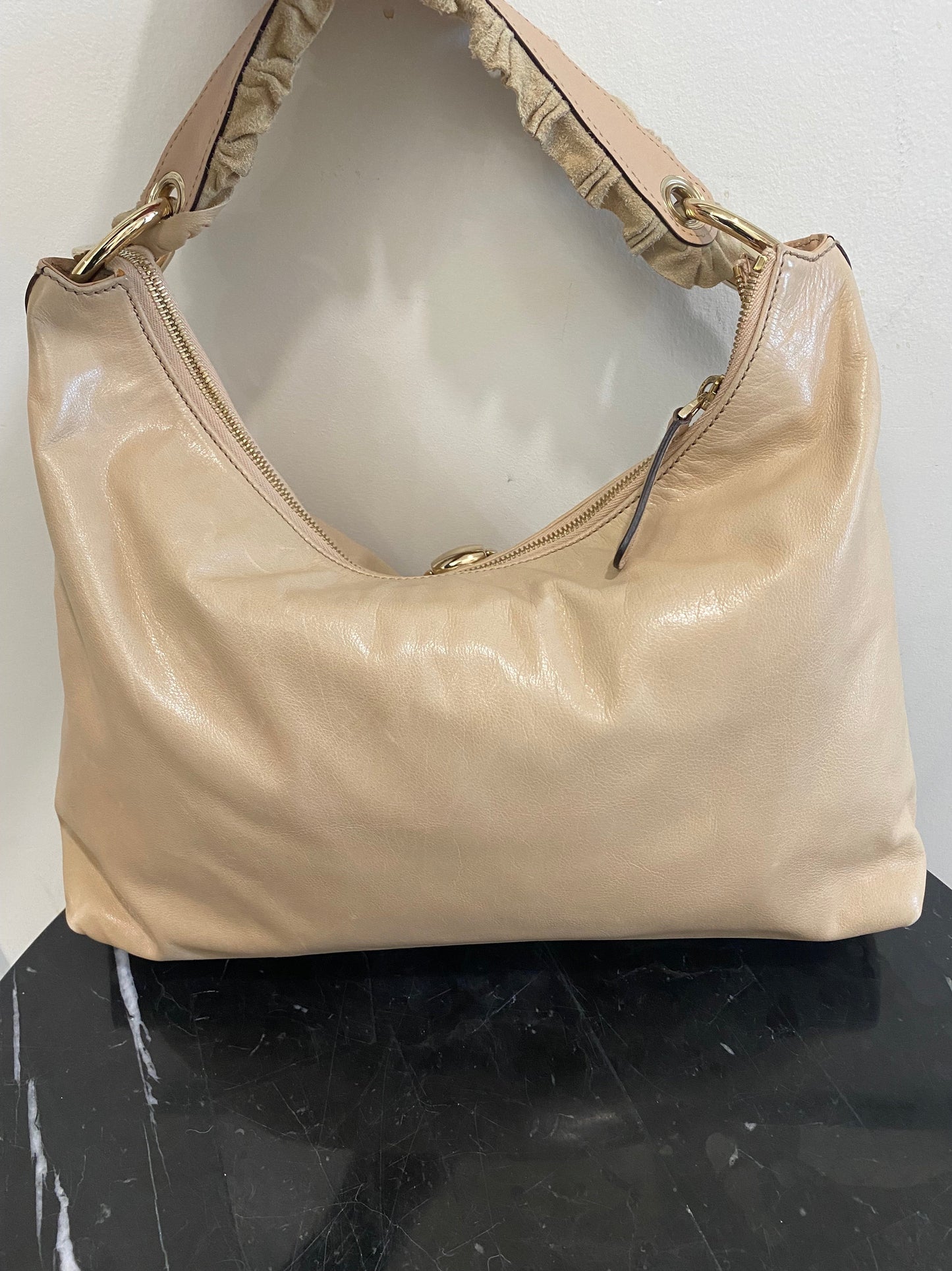 GCI SABRINA RUFFLE LEATHER HOBO BAG