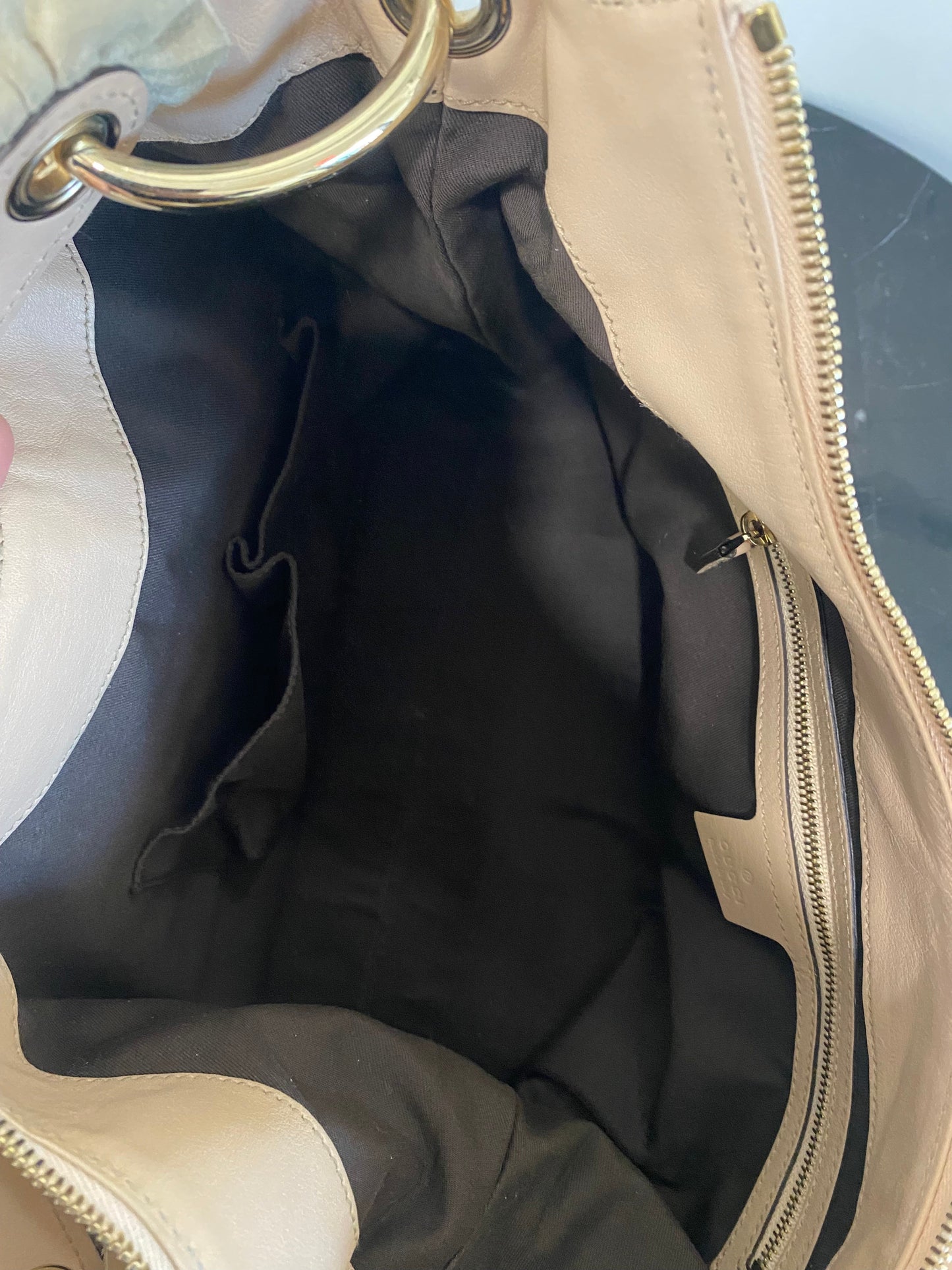 GCI SABRINA RUFFLE LEATHER HOBO BAG