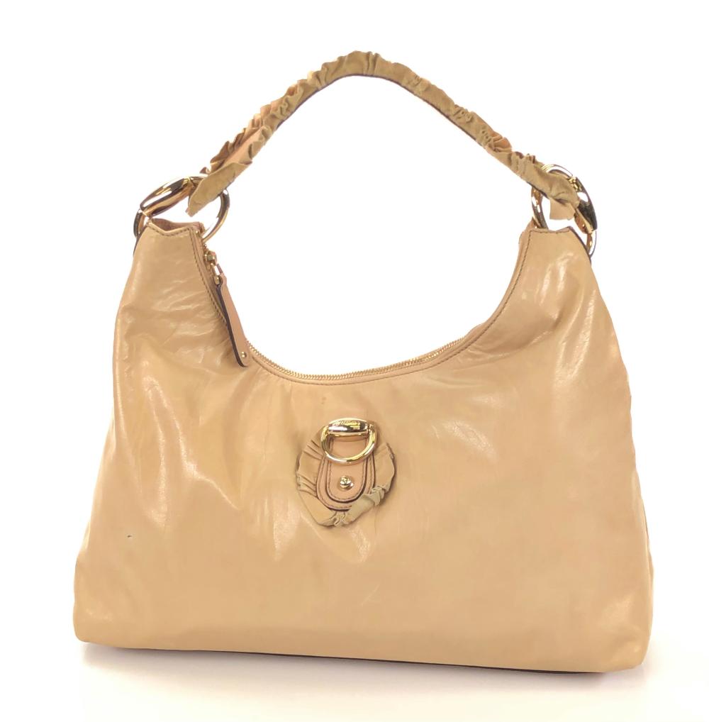 GCI SABRINA RUFFLE LEATHER HOBO BAG