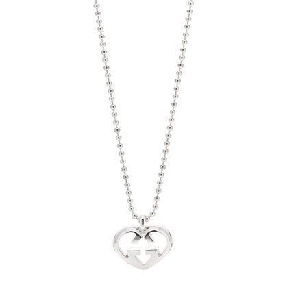 GUCCI STERLING SILVER BRITT HEART PENDANT NECKLACE