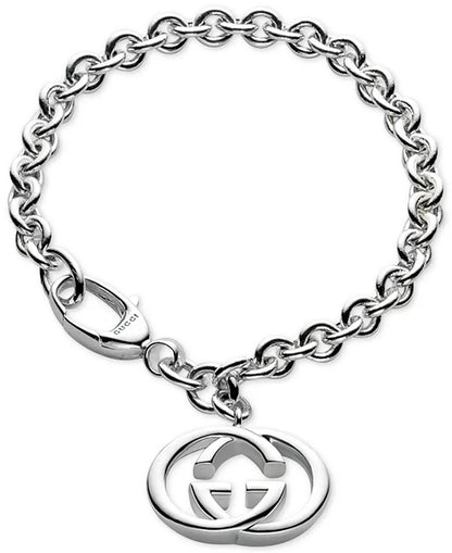GUCCI STERLING SILVER GG BRIT PENDANT BRACELET