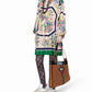 GUCCI BROWN SUEDE TIGER WEB RAJAH LARGE TOTE BAG