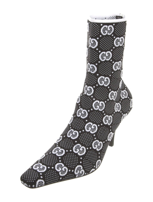 GUCCI TECHNICAL JERSEY KNIT GG MONOGRAM ANKLE BOOTS