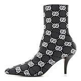 GUCCI TECHNICAL JERSEY KNIT GG MONOGRAM ANKLE BOOTS