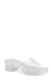 GUCCI TRANSPARENT RUBBER SLIDE HEELED SANDALS