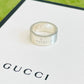 GUCCI STERLING SILVER GUCCI TRADEMARK WIDE BAND RING