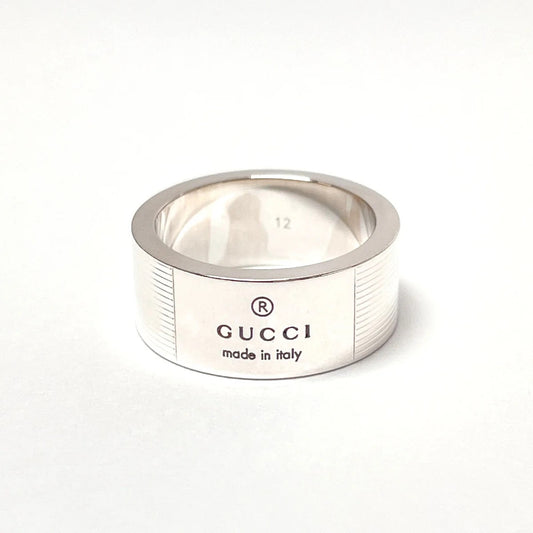 GUCCI STERLING SILVER GUCCI TRADEMARK WIDE BAND RING