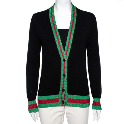 GUCCI WOOL WEB TRIM SWEATER CARDIGAN