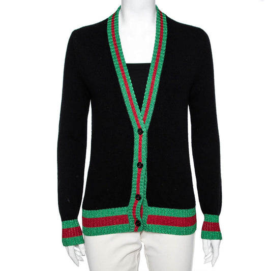 GUCCI WOOL WEB TRIM SWEATER CARDIGAN