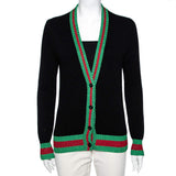 GUCCI WOOL WEB TRIM SWEATER CARDIGAN