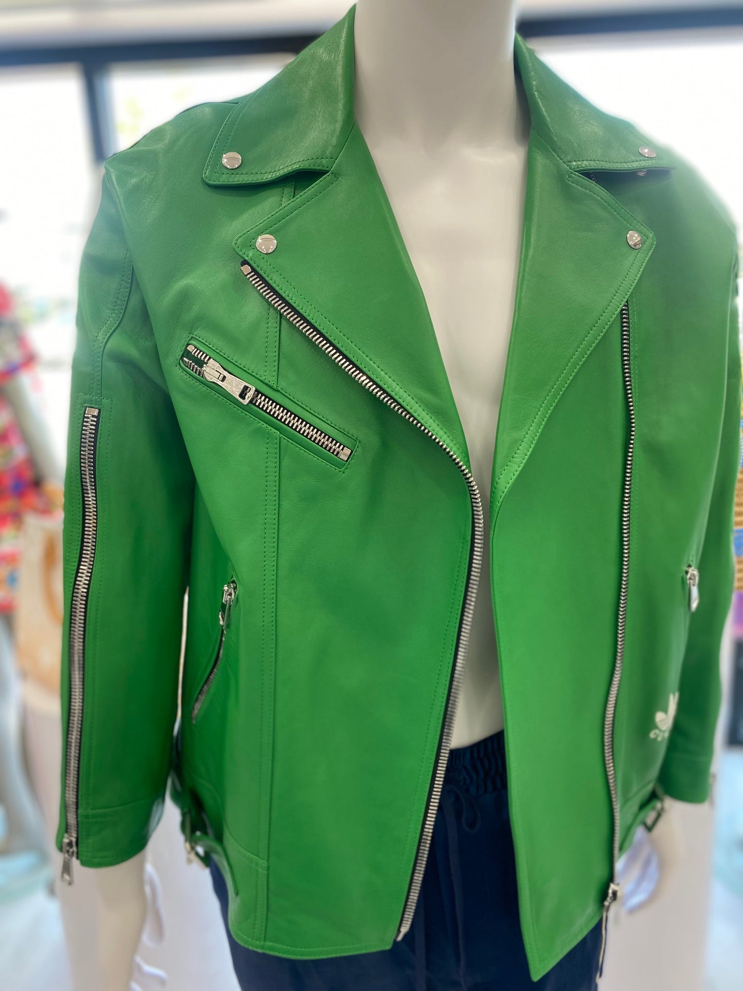 GUCCI X ADIDAS MEN'S LEATHER BIKER JACKET