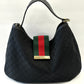 GUCCI GG MONOGRAM CANVAS AND LEATHER WEB HOBO BAG