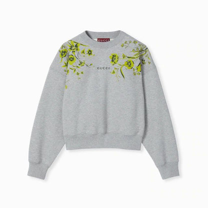 GUCCI COTTON JERSEY FLORAL PRINT SWEATSHIRT