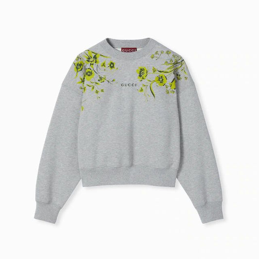 GUCCI COTTON JERSEY FLORAL PRINT SWEATSHIRT
