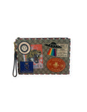 Gucci GG Supreme Monogram Places Courrier Embroidered Zip Pouch