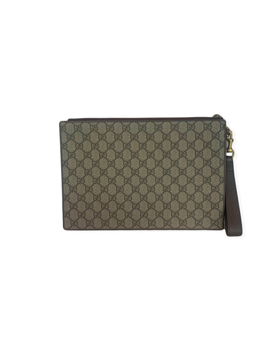 Gucci GG Supreme Monogram Places Courrier Embroidered Zip Pouch