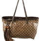 GUCCI GG CRYSTAL COATED CANVAS BAMBOO TASSAL TOTE