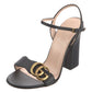 GUCCI GG LEATHER BLOCK HEEL SANDALS