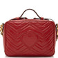 GUCCI MATELASSE LEATHER GG MARMONT ZIP AROUND TOP WITH GUITAR STRAP
