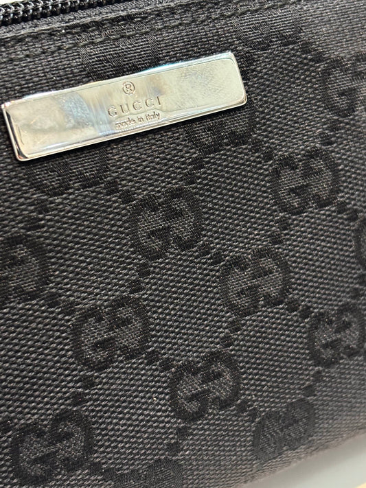 GUCCI MONOGRAM BLACK BOAT POCHETTE