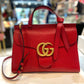 GUCCI RED PEBBLED LEATHER MARMONT TOP HANDLE BAG