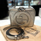 GUCCI BLONDIE METALLIC LEATHER TOP HANDLE BAG WITH STRAP