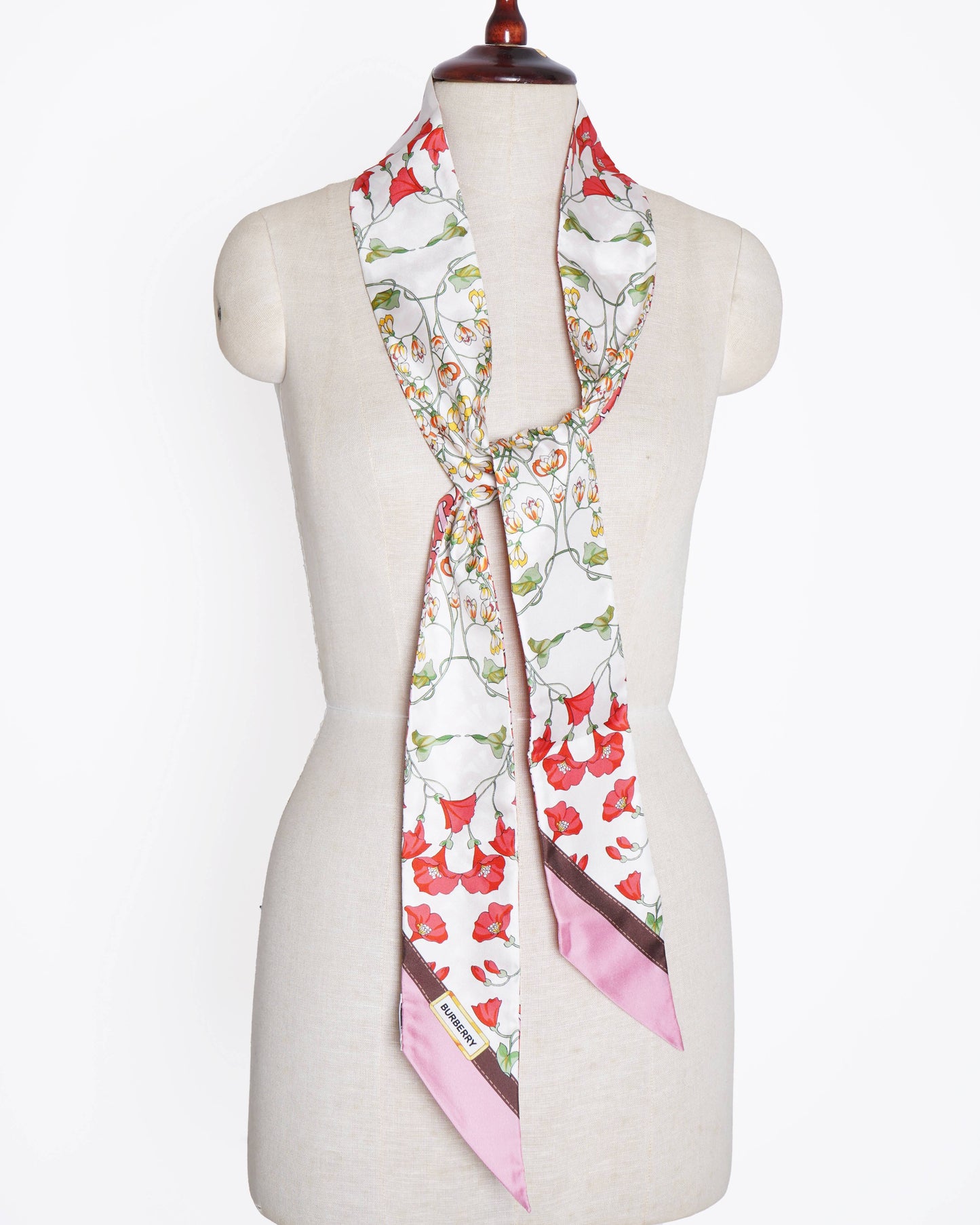 New Burberry tb monogram print skinny silk scarf