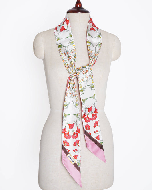New Burberry tb monogram print skinny silk scarf