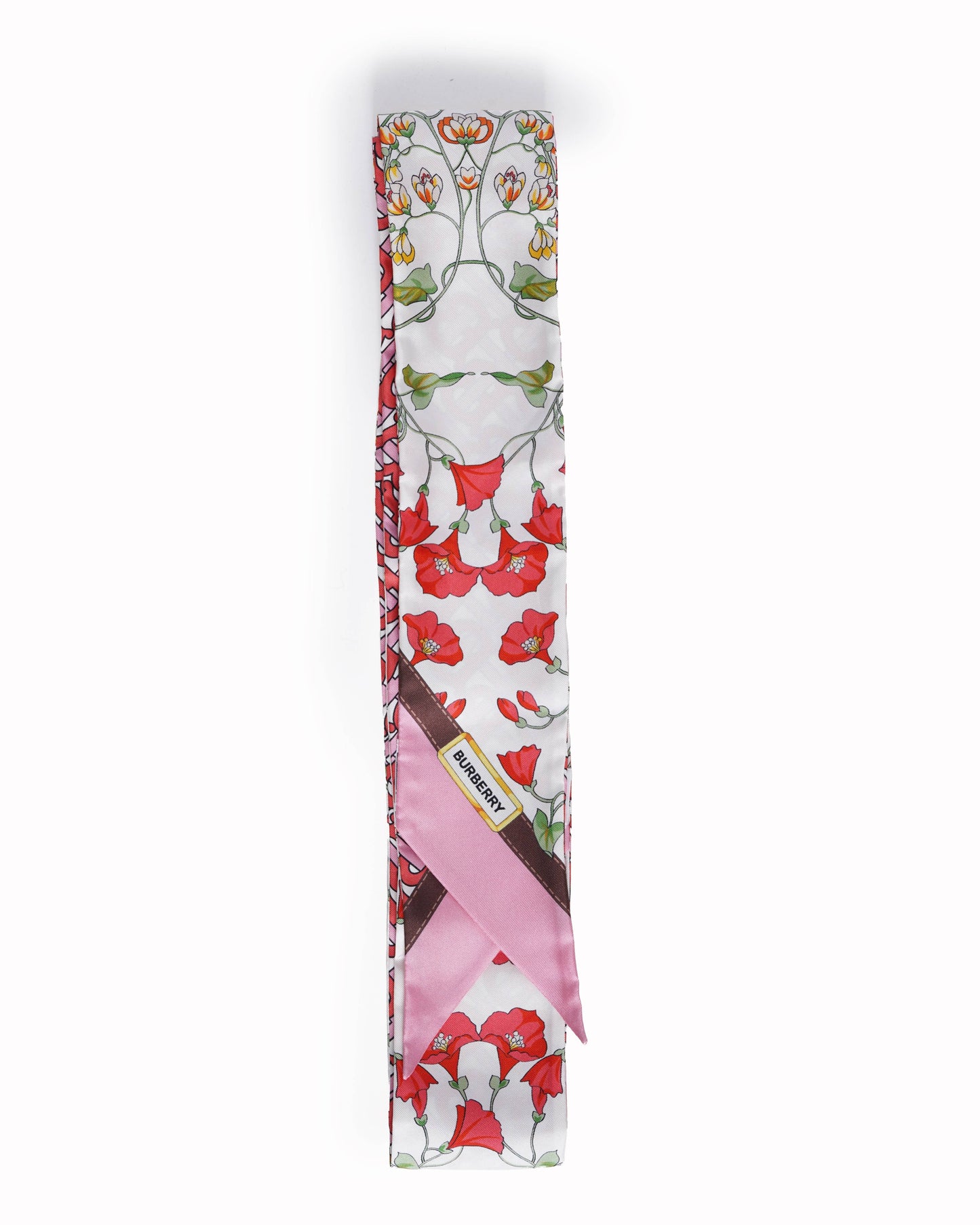 New Burberry tb monogram print skinny silk scarf