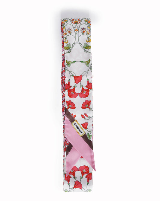 New Burberry tb monogram print skinny silk scarf