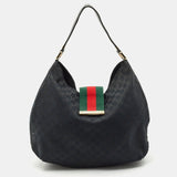 GUCCI GG MONOGRAM CANVAS AND LEATHER WEB HOBO BAG