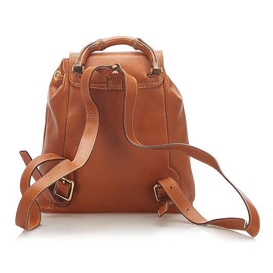 Gucci Bamboo Drawstring Leather Backpack (18102)