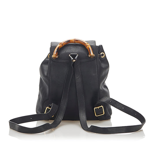 Gucci Bamboo Drawstring Leather Backpack (22299)