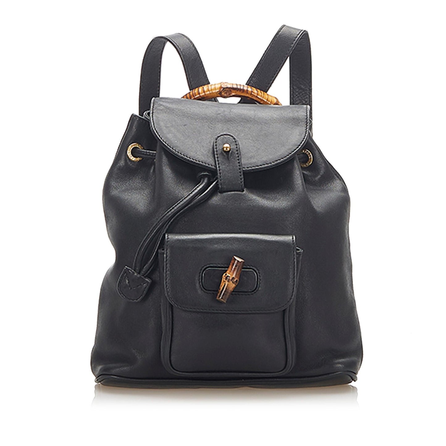 Gucci Bamboo Drawstring Leather Backpack (22299)