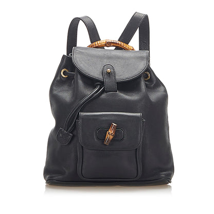 Gucci Bamboo Drawstring Leather Backpack (22299)