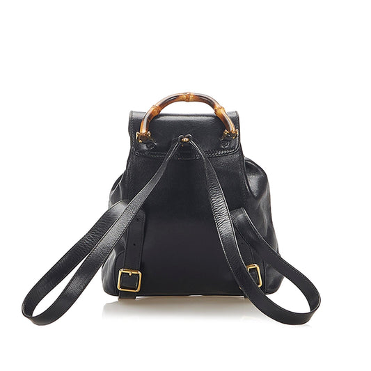 Gucci Bamboo Drawstring Leather Backpack (22300)