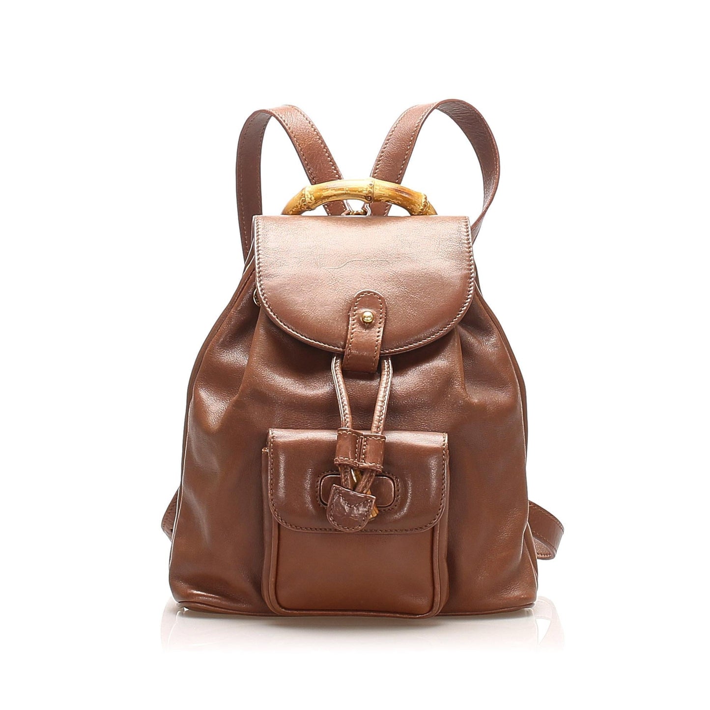 Gucci Bamboo Drawstring Leather Backpack (22401)